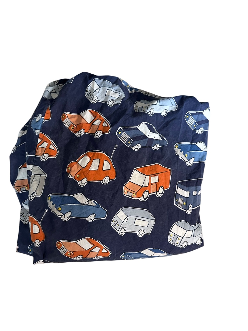 Pottery Barn Kids Organic Cotton Navy Blue Cars Trucks Duvet Cover Twin